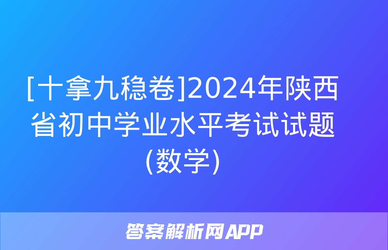 [十拿九稳卷]2024年陕西省初中学业水平考试试题(数学)