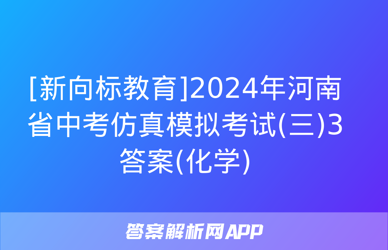 [新向标教育]2024年河南省中考仿真模拟考试(三)3答案(化学)