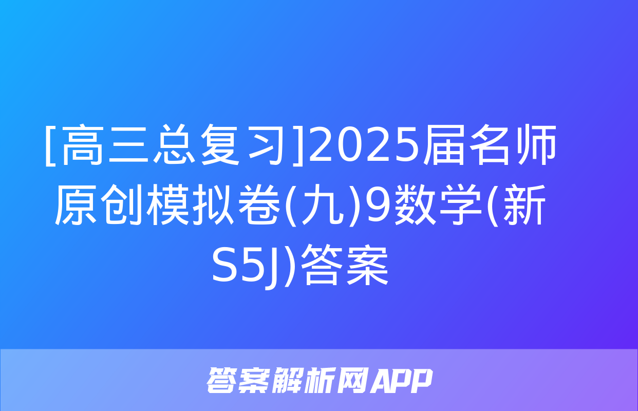 [高三总复习]2025届名师原创模拟卷(九)9数学(新S5J)答案