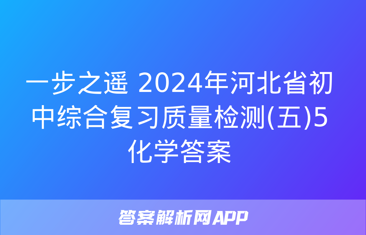 一步之遥 2024年河北省初中综合复习质量检测(五)5化学答案