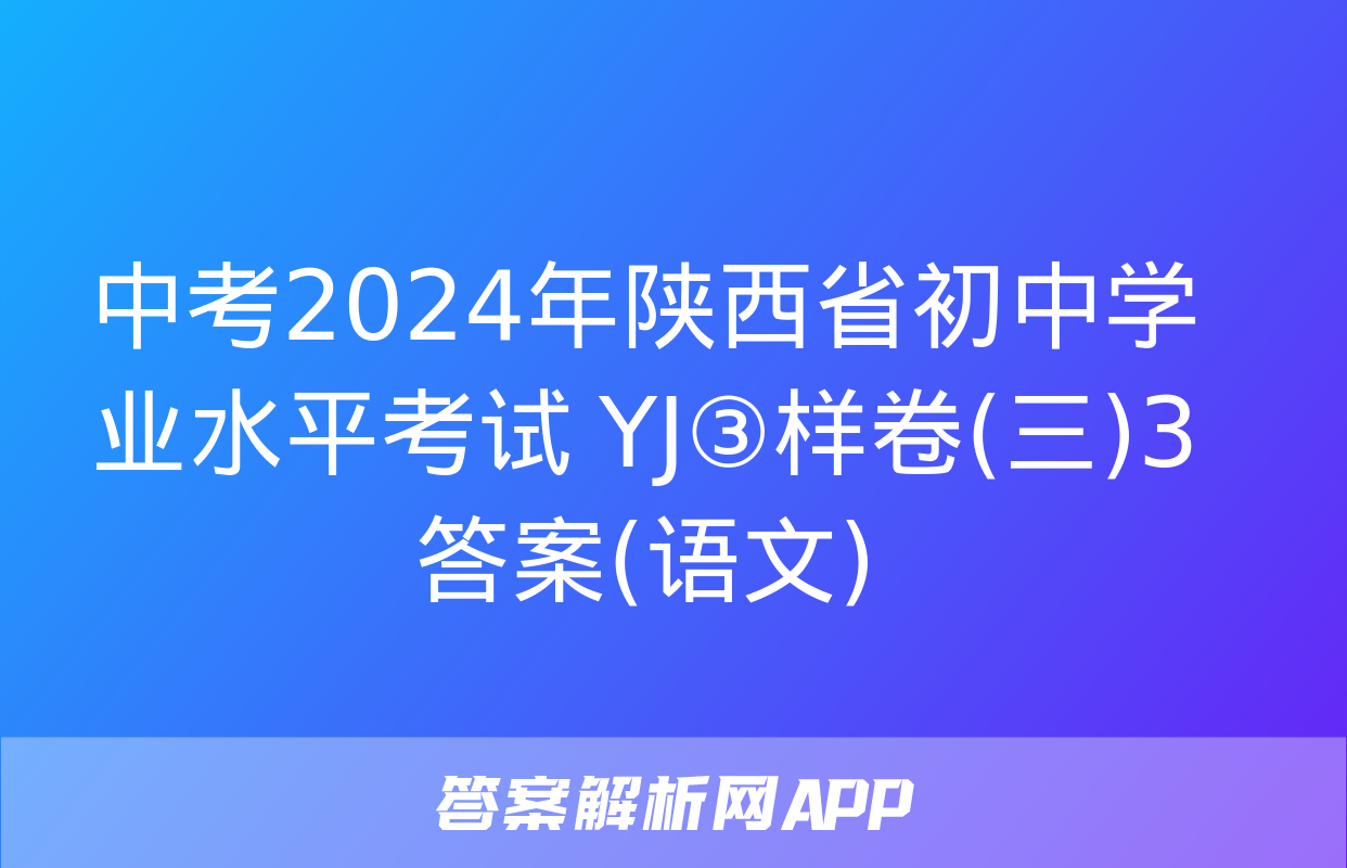 中考2024年陕西省初中学业水平考试 YJ③样卷(三)3答案(语文)