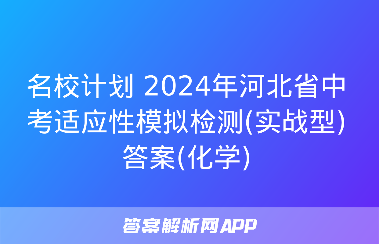 名校计划 2024年河北省中考适应性模拟检测(实战型)答案(化学)