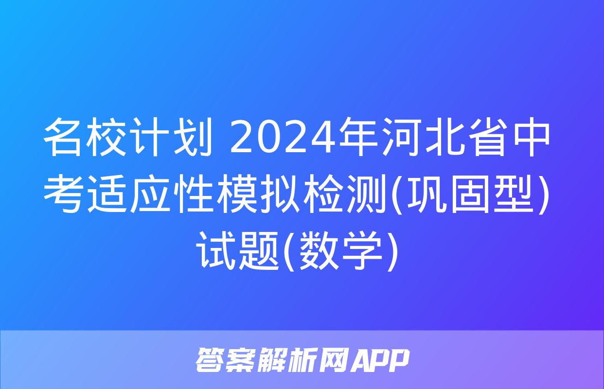 名校计划 2024年河北省中考适应性模拟检测(巩固型)试题(数学)