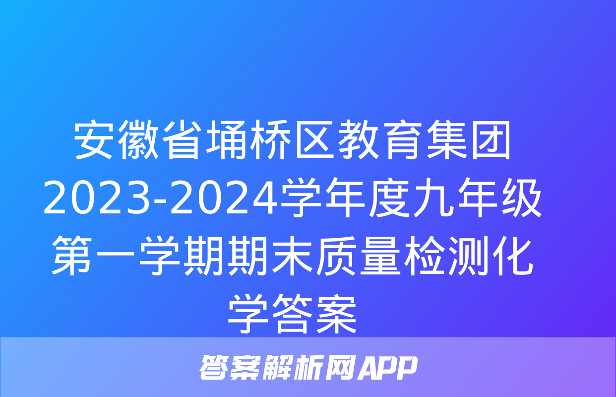 安徽省埇桥区教育集团2023-2024学年度九年级第一学期期末质量检测化学答案