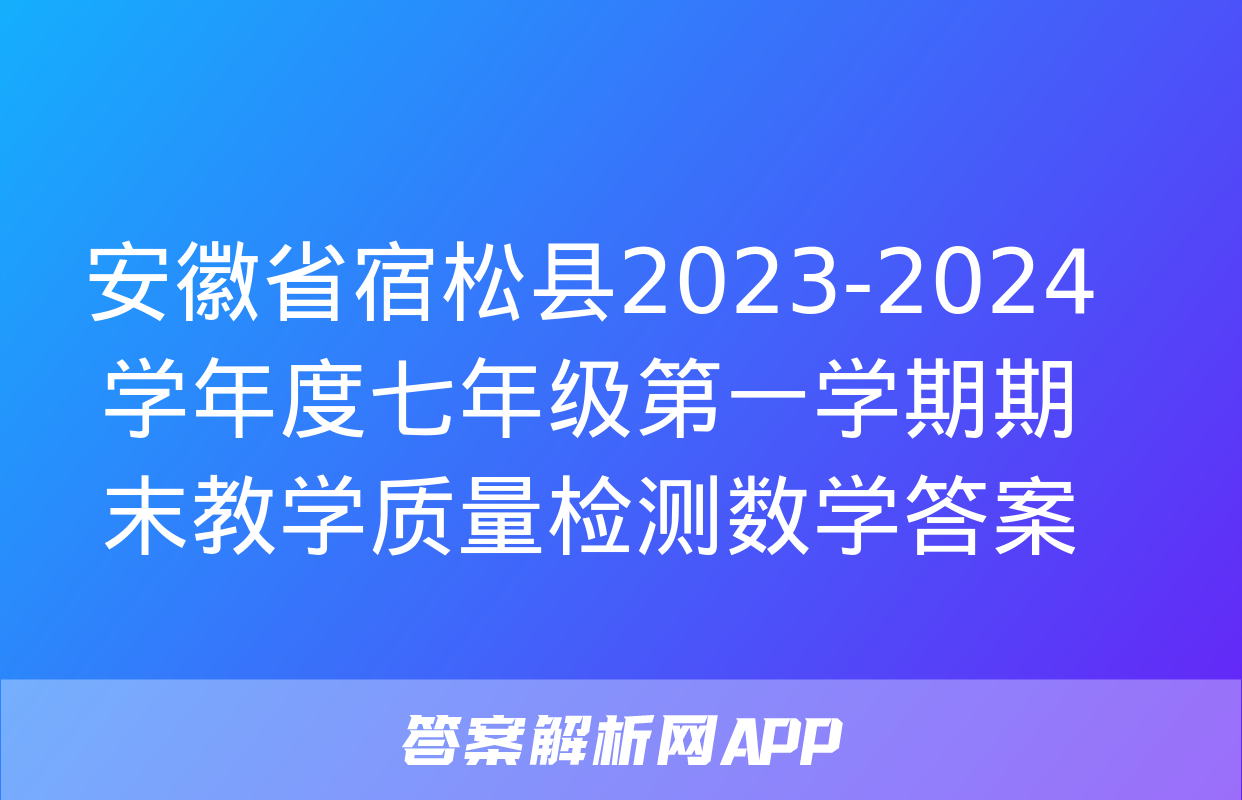 安徽省宿松县2023-2024学年度七年级第一学期期末教学质量检测数学答案