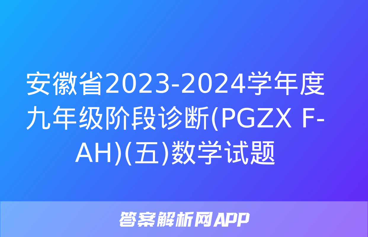 安徽省2023-2024学年度九年级阶段诊断(PGZX F-AH)(五)数学试题