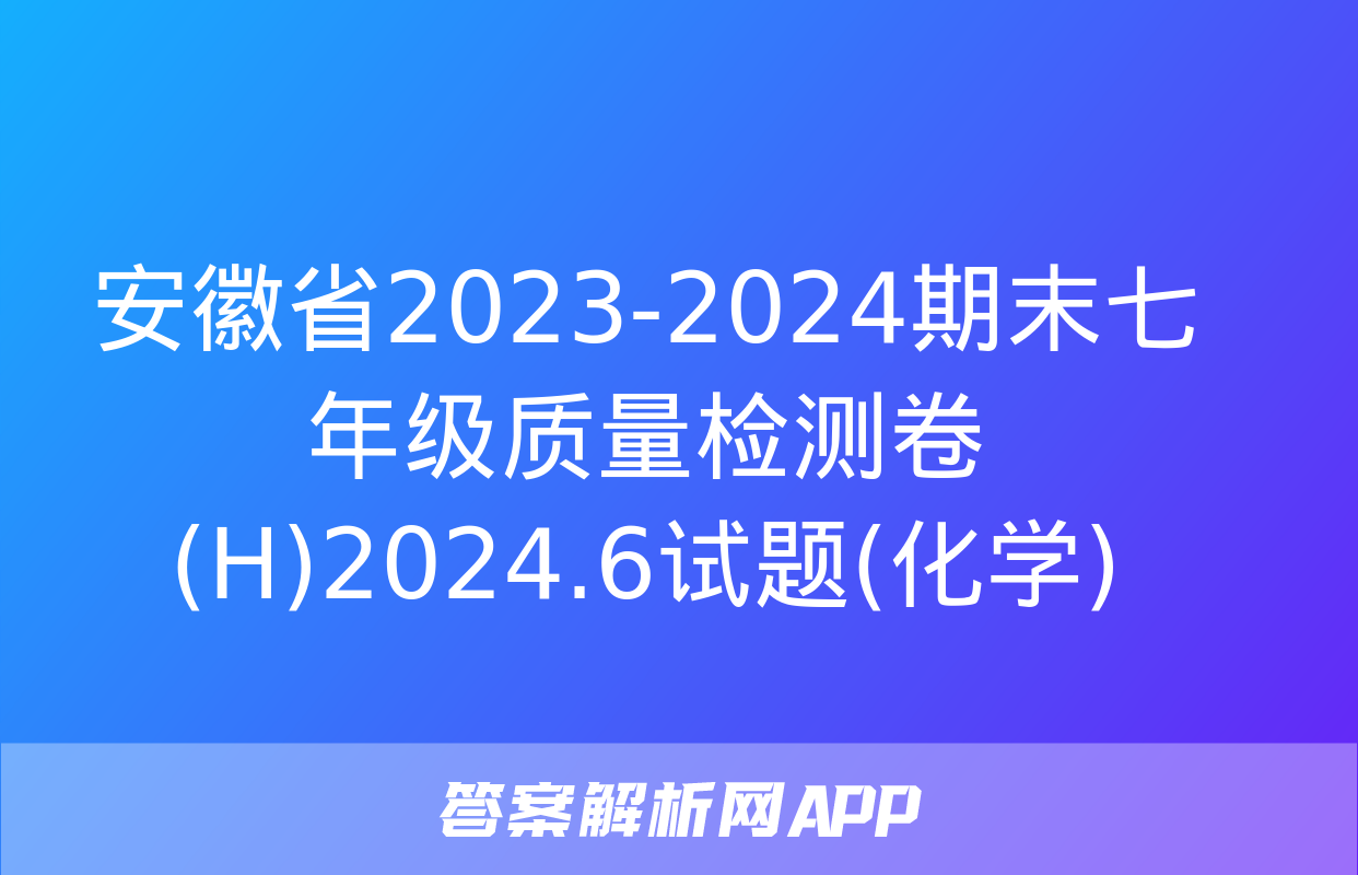 安徽省2023-2024期末七年级质量检测卷(H)2024.6试题(化学)