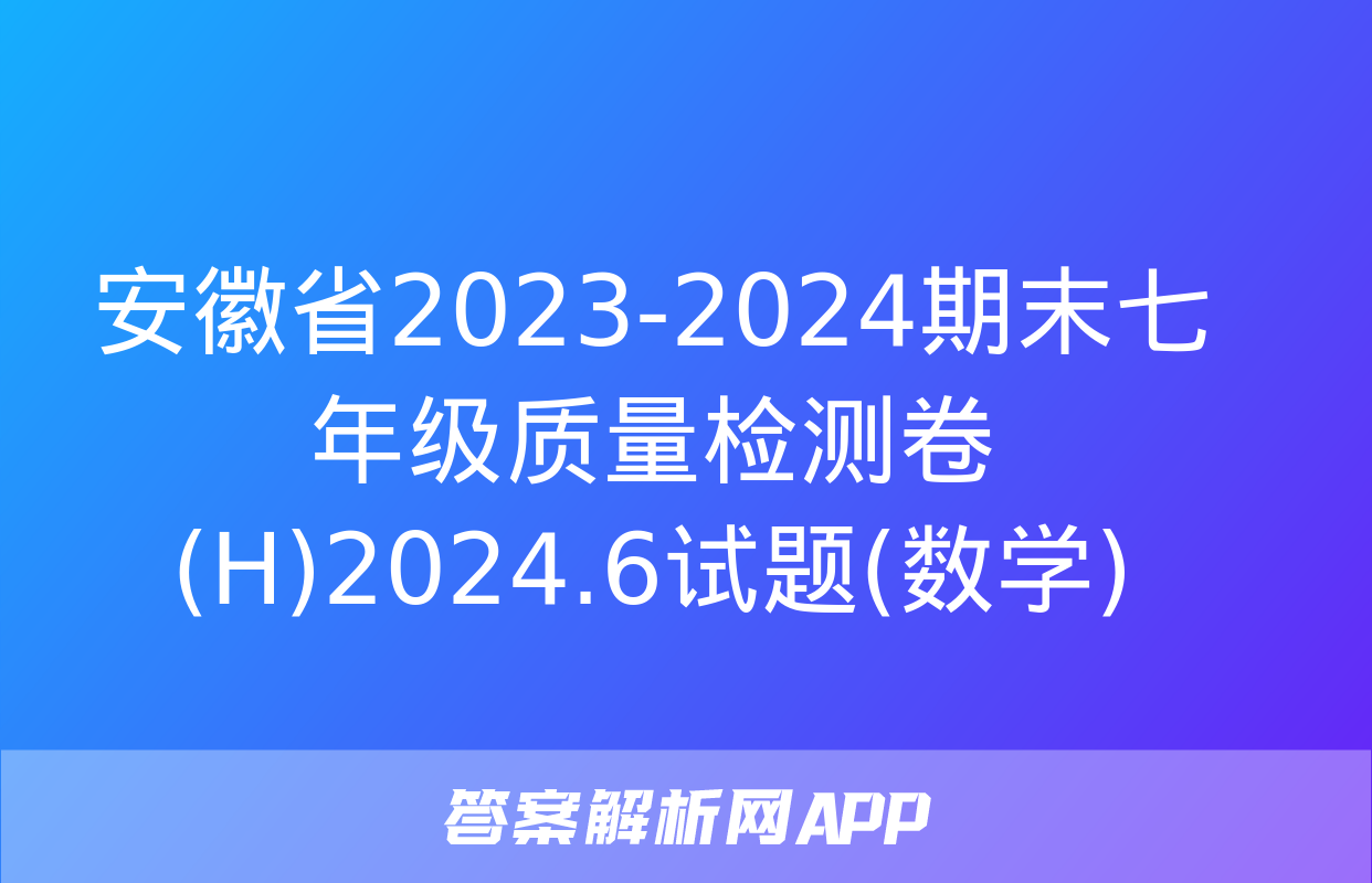 安徽省2023-2024期末七年级质量检测卷(H)2024.6试题(数学)