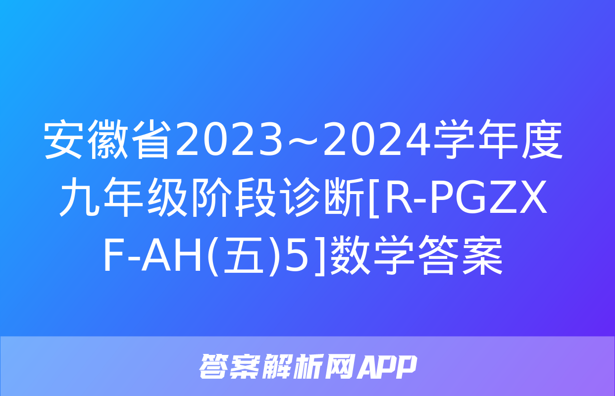 安徽省2023~2024学年度九年级阶段诊断[R-PGZX F-AH(五)5]数学答案