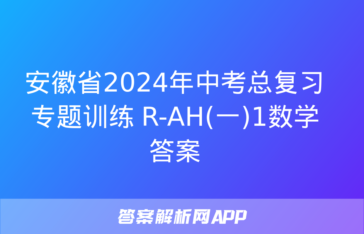 安徽省2024年中考总复习专题训练 R-AH(一)1数学答案