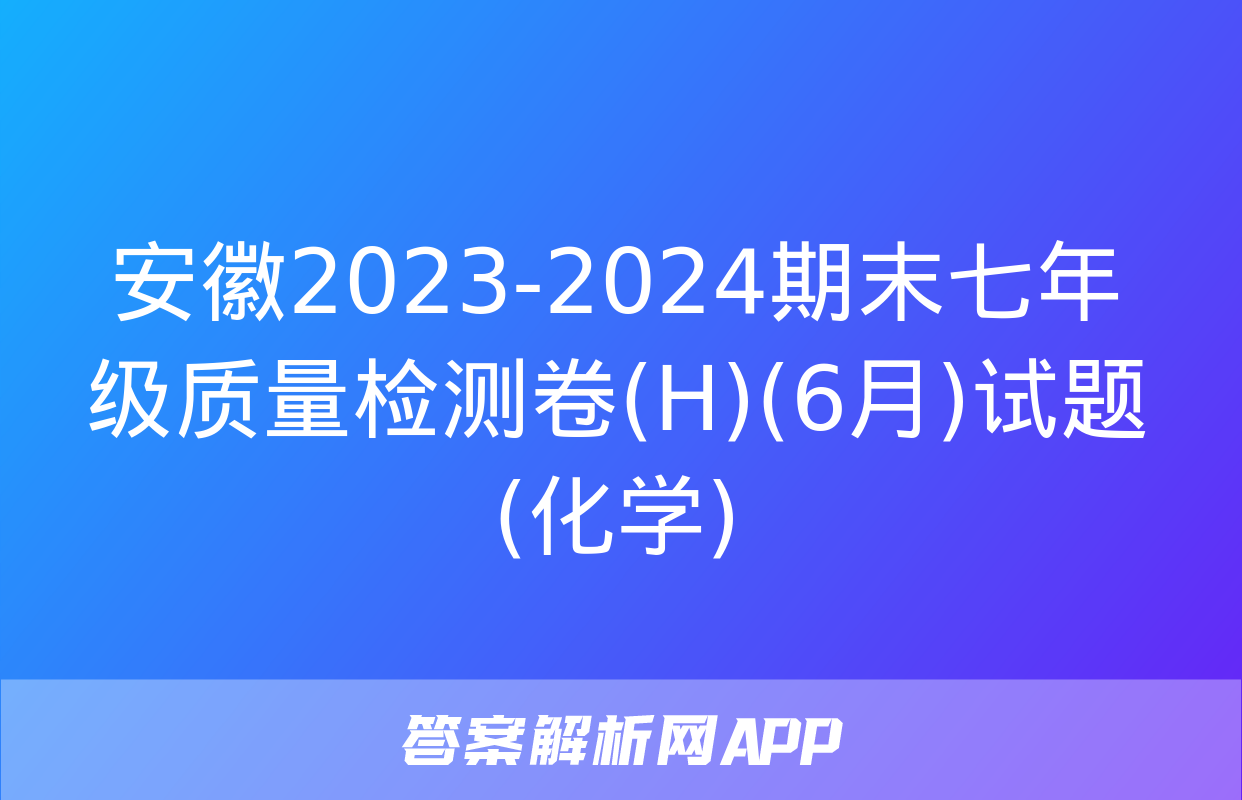 安徽2023-2024期末七年级质量检测卷(H)(6月)试题(化学)