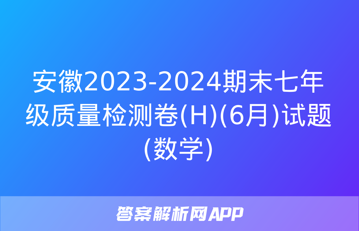 安徽2023-2024期末七年级质量检测卷(H)(6月)试题(数学)