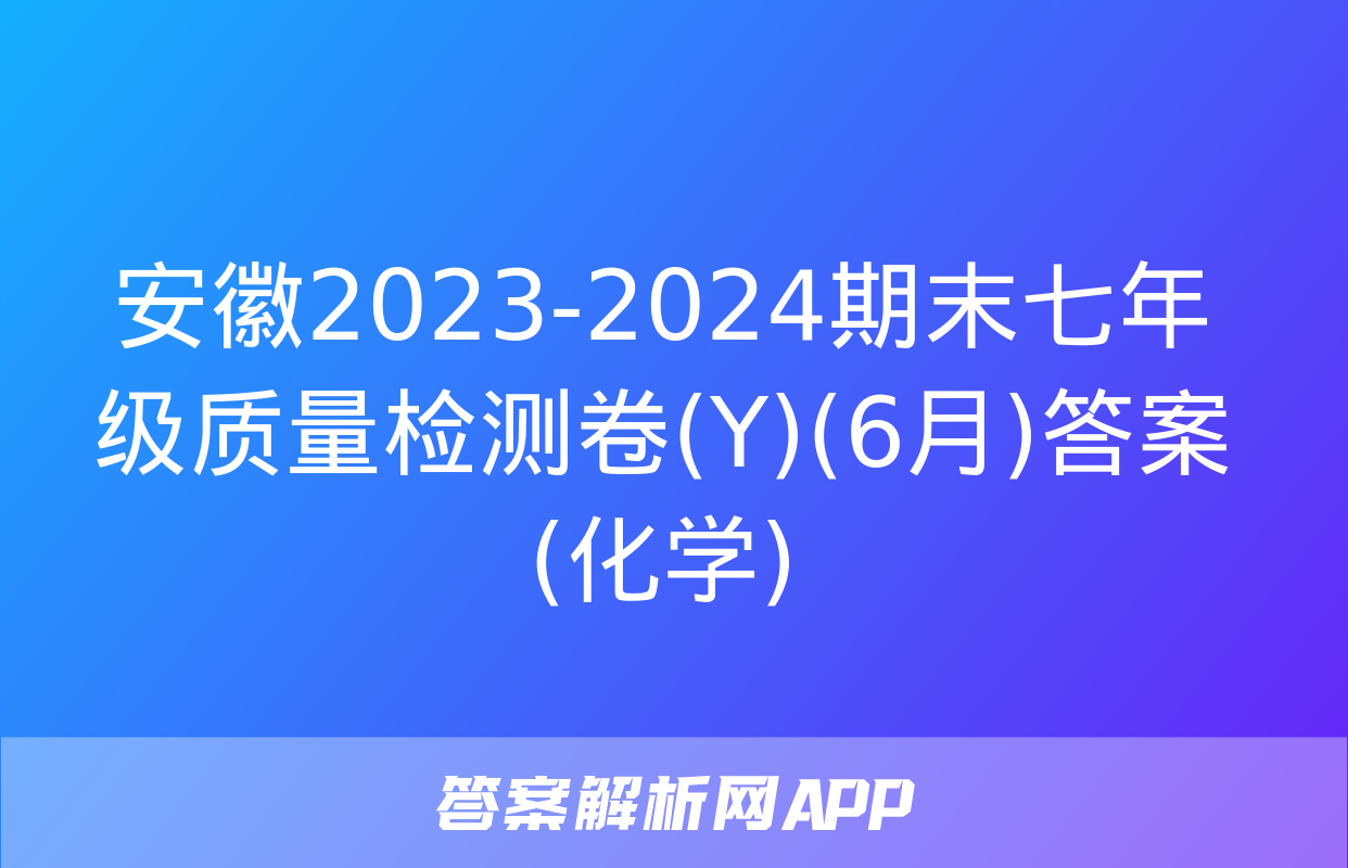 安徽2023-2024期末七年级质量检测卷(Y)(6月)答案(化学)