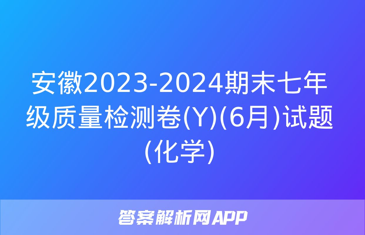 安徽2023-2024期末七年级质量检测卷(Y)(6月)试题(化学)