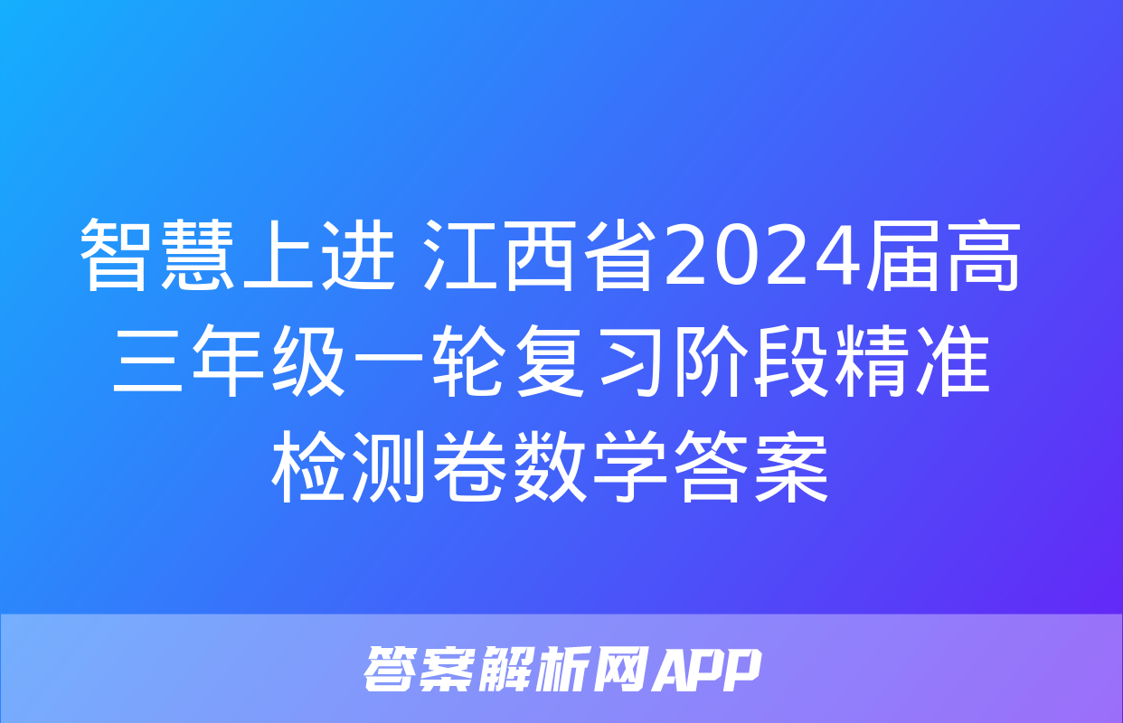 智慧上进 江西省2024届高三年级一轮复习阶段精准检测卷数学答案