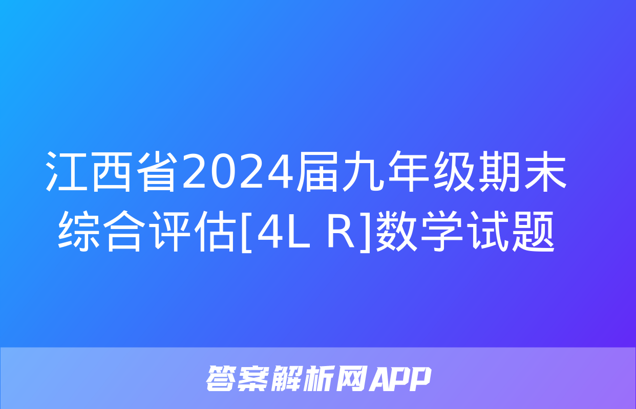 江西省2024届九年级期末综合评估[4L R]数学试题