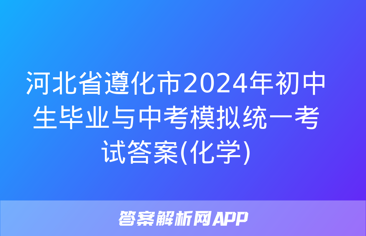 河北省遵化市2024年初中生毕业与中考模拟统一考试答案(化学)