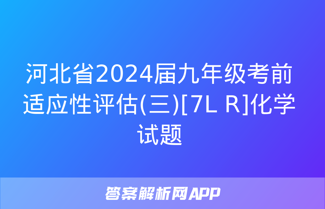 河北省2024届九年级考前适应性评估(三)[7L R]化学试题