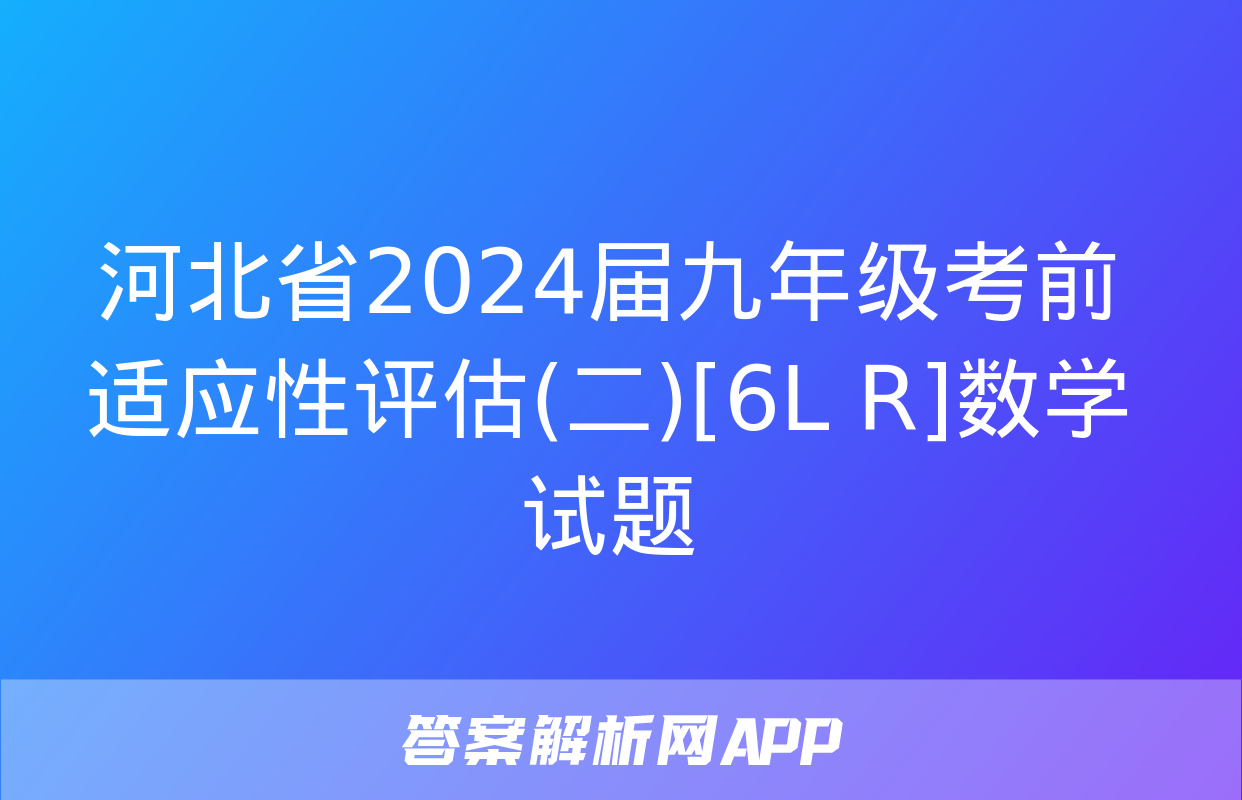 河北省2024届九年级考前适应性评估(二)[6L R]数学试题