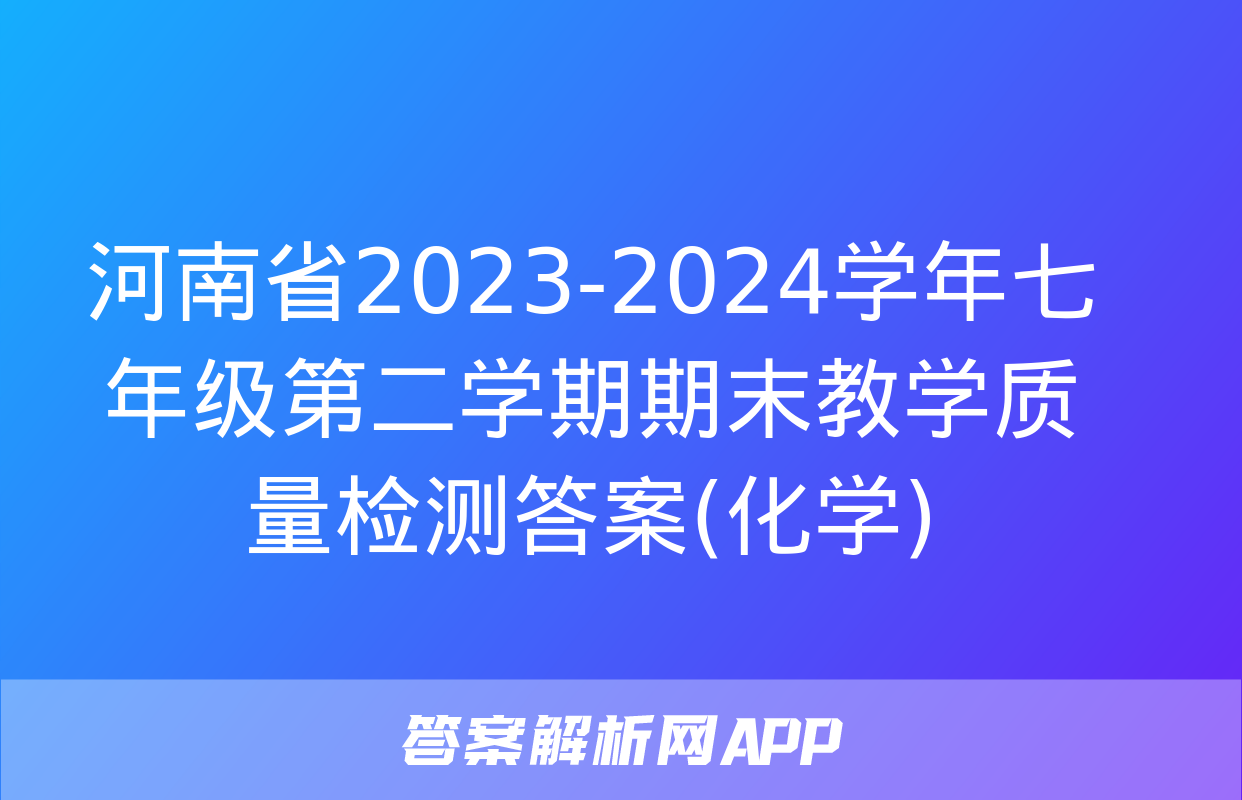 河南省2023-2024学年七年级第二学期期末教学质量检测答案(化学)