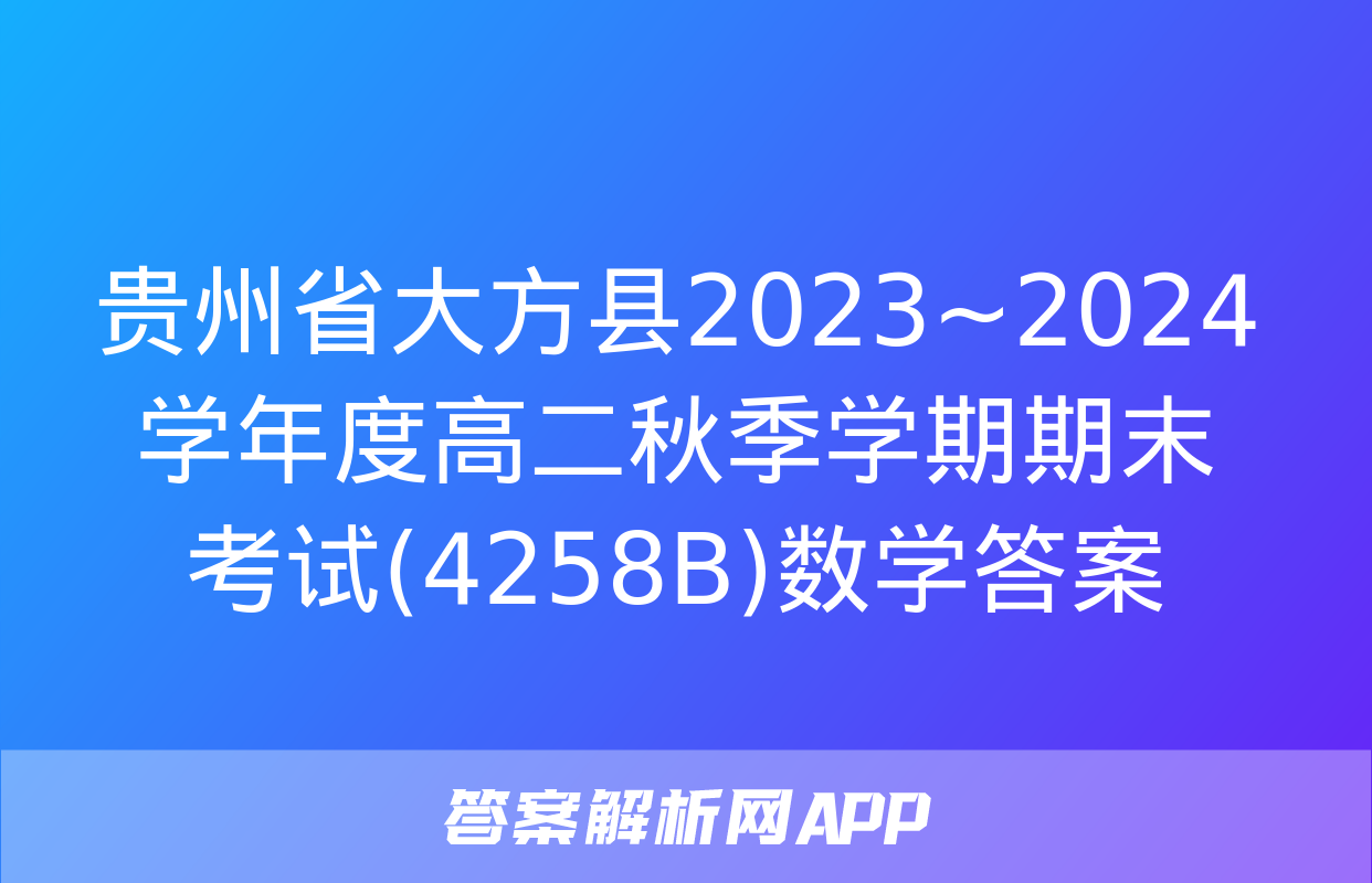 贵州省大方县2023~2024学年度高二秋季学期期末考试(4258B)数学答案