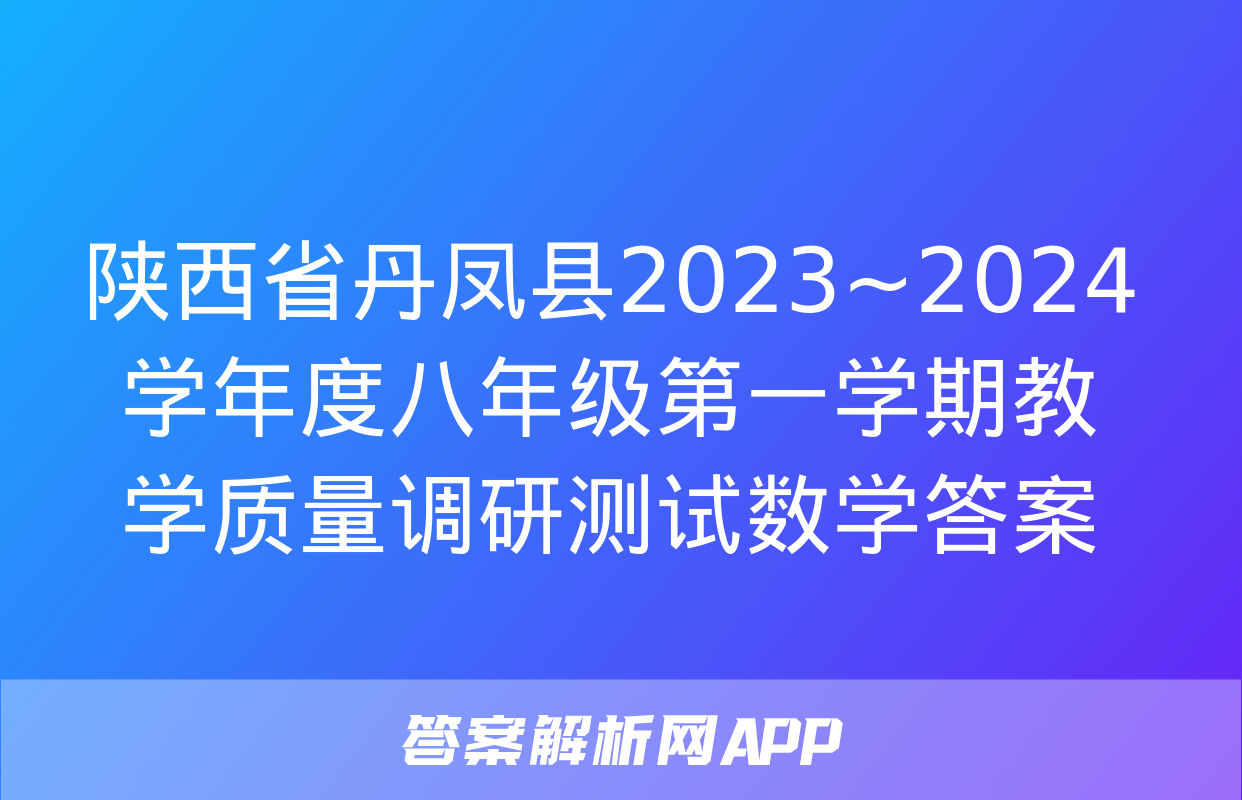 陕西省丹凤县2023~2024学年度八年级第一学期教学质量调研测试数学答案