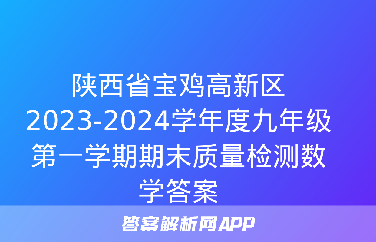 陕西省宝鸡高新区2023-2024学年度九年级第一学期期末质量检测数学答案