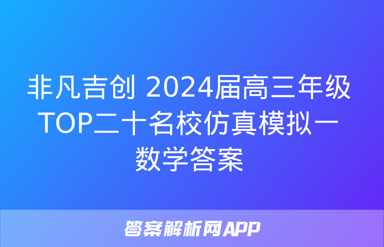 非凡吉创 2024届高三年级TOP二十名校仿真模拟一数学答案