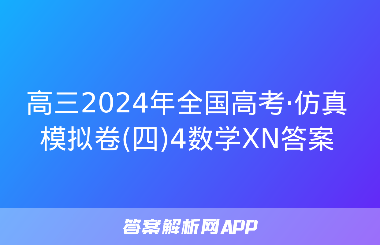 高三2024年全国高考·仿真模拟卷(四)4数学XN答案