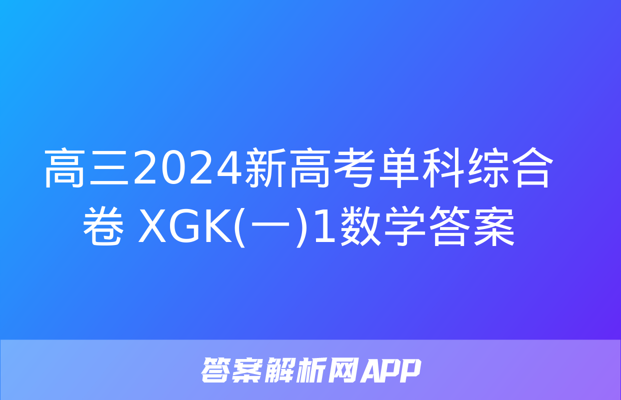 高三2024新高考单科综合卷 XGK(一)1数学答案