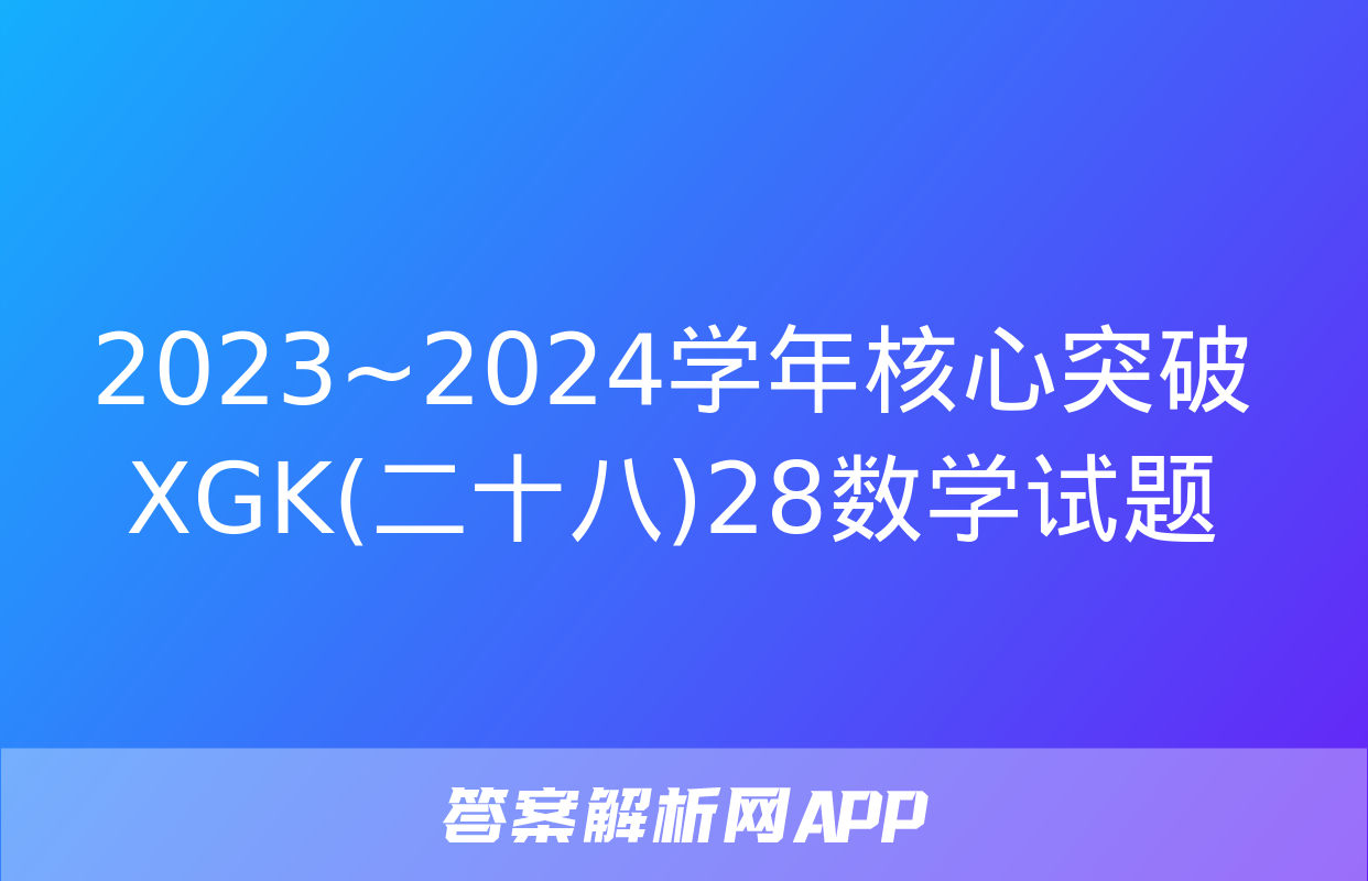 2023~2024学年核心突破XGK(二十八)28数学试题