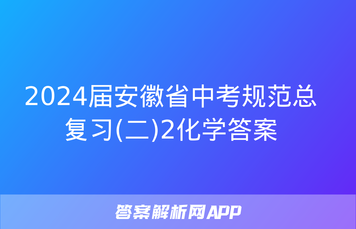 2024届安徽省中考规范总复习(二)2化学答案