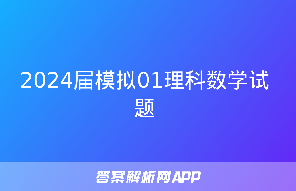 2024届模拟01理科数学试题