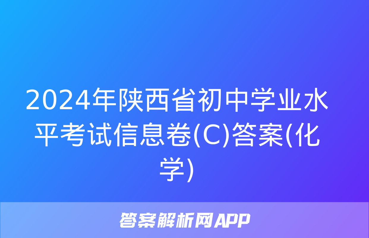 2024年陕西省初中学业水平考试信息卷(C)答案(化学)