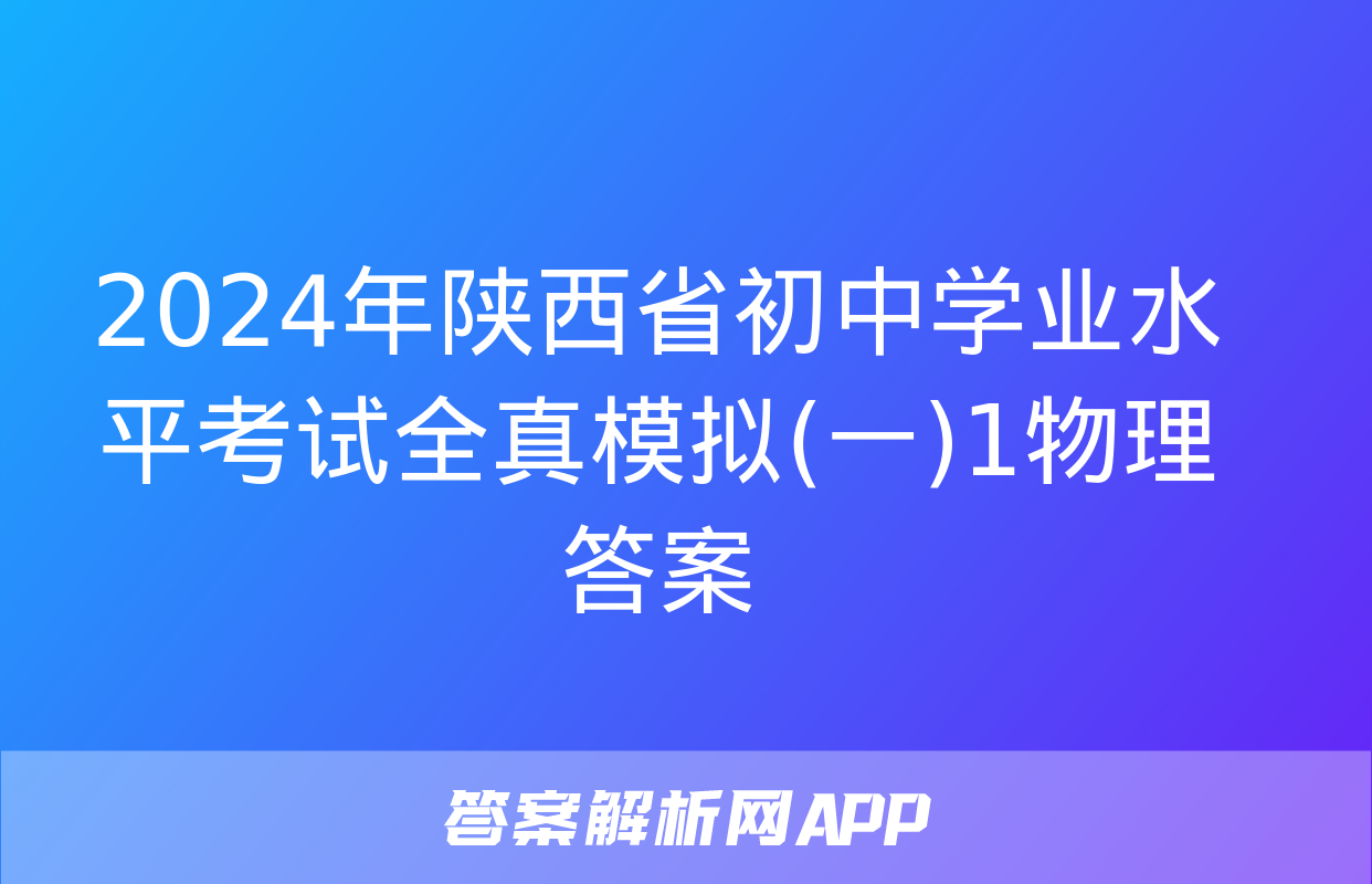 2024年陕西省初中学业水平考试全真模拟(一)1物理答案