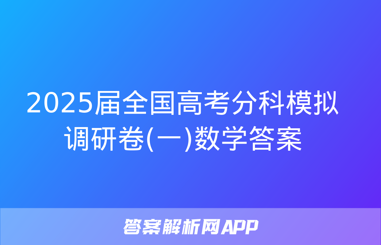 2025届全国高考分科模拟调研卷(一)数学答案