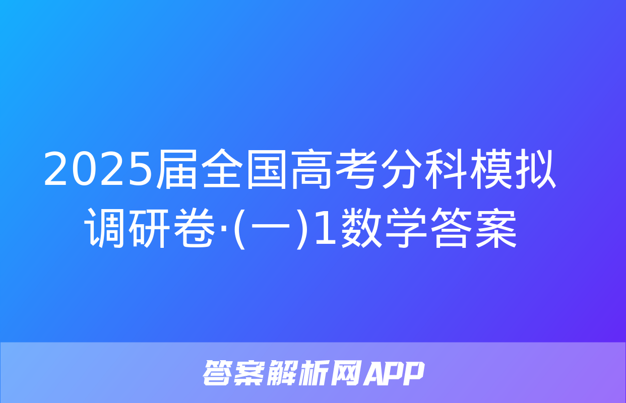 2025届全国高考分科模拟调研卷·(一)1数学答案