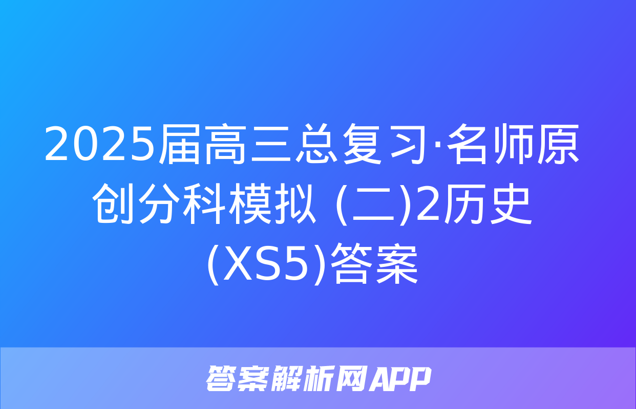 2025届高三总复习·名师原创分科模拟 (二)2历史(XS5)答案