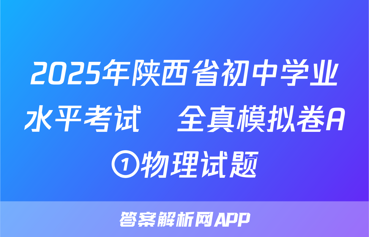 2025年陕西省初中学业水平考试•全真模拟卷A①物理试题